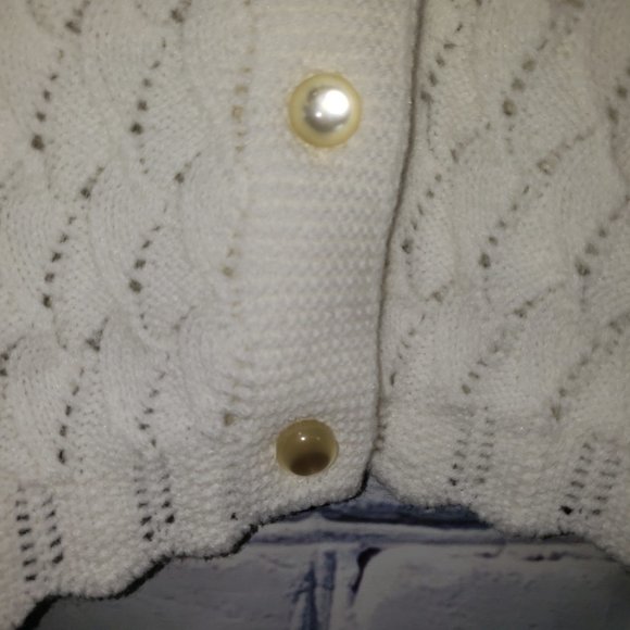 VTG Knit Cardigan Sweater Womens 36 USA Woolite Woven Waves Scallop-Knit - Picture 3 of 8